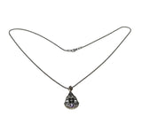 Lavender By The Sea - Estate Sterling Silver natural Amethyst & Seed Pearl Pendant & Chain (EP083)