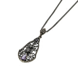 Lavender By The Sea - Estate Sterling Silver natural Amethyst & Seed Pearl Pendant & Chain (EP083)