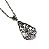 Lavender By The Sea - Estate Sterling Silver natural Amethyst & Seed Pearl Pendant & Chain (EP083)