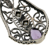 Lavender By The Sea - Estate Sterling Silver natural Amethyst & Seed Pearl Pendant & Chain (EP083)