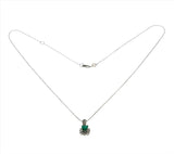 Emerald Isles - Vintage Platinum Columbian Emerald & Diamond Pendant & 14K White Gold Chain (VP215)