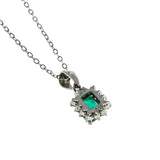 Emerald Isles - Vintage Platinum Columbian Emerald & Diamond Pendant & 14K White Gold Chain (VP215)