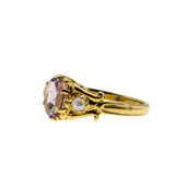 Lavender & Pearls - Estate 24K Gold Over Sterling Silver Natural Lavender & amethyst Pearl Scroll Ring (ER461)