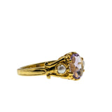Lavender & Pearls - Estate 24K Gold Over Sterling Silver Natural Lavender & amethyst Pearl Scroll Ring (ER461)