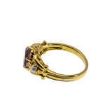 Lavender & Pearls - Estate 24K Gold Over Sterling Silver Natural Lavender & amethyst Pearl Scroll Ring (ER461)