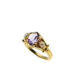 Lavender & Pearls - Estate 24K Gold Over Sterling Silver Natural Lavender & amethyst Pearl Scroll Ring (ER461)