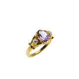 Lavender & Pearls - Estate 24K Gold Over Sterling Silver Natural Lavender & amethyst Pearl Scroll Ring (ER461)