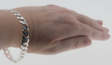 Silvery Classic - Estate Italian Sterling Silver Heavy Curb Link Bracelet (EB037)