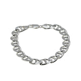 Silvery Adornment - Estate Italian Sterling Silver Heavy Mariner Link Bracelet (EB039)