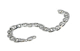 Silvery Adornment - Estate Italian Sterling Silver Heavy Mariner Link Bracelet (EB039)