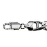 Silvery Adornment - Estate Italian Sterling Silver Heavy Mariner Link Bracelet (EB039)