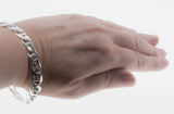 Silvery Adornment - Estate Italian Sterling Silver Heavy Mariner Link Bracelet (EB039)