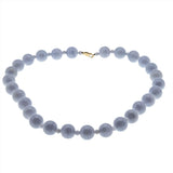 Blue Lace -  Estate 14K Gold Natural Agate Beaded Necklace (EN032)