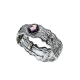 Fantasy & Lace - Art Deco Rhodium Plated Amethyst Crystal  Filigree Bangle Bracelet (ADB016)