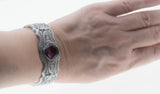 Fantasy & Lace - Art Deco Rhodium Plated Amethyst Crystal  Filigree Bangle Bracelet (ADB016)