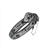 Jewels & Lace - Art Deco Rhodium Plated Paste Filigree Bangle Bracelet (ADB017)