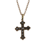 Sweet Devotion - Victorian Rare 9K Rose Gold Rose Cut Diamond Cross Pendant & 14K Rose Gold Filled Chain (VICP016))