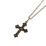 Sweet Devotion - Victorian Rare 9K Rose Gold Rose Cut Diamond Cross Pendant & 14K Rose Gold Filled Chain (VICP016))