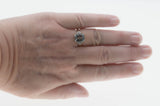Sea Breeze - Estate English 9K Gold Natural Aquamarine & White Sapphire Ring (ER462)