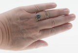 Sea Breeze - Estate English 9K Gold Natural Aquamarine & White Sapphire Ring (ER462)