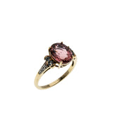 English Rose - Vintage 9K Gold Natural Pink Tourmaline, Aquamarine & Diamond Ring (VR1165)
