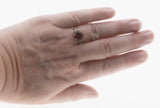 English Rose - Vintage 9K Gold Natural Pink Tourmaline, Aquamarine & Diamond Ring (VR1165)