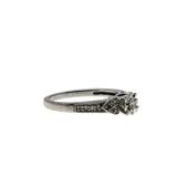 Art Deco Revival - Vintage 10K White Gold Natural Diamond Milgrain Ring (VR1166)
