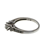 Art Deco Revival - Vintage 10K White Gold Natural Diamond Milgrain Ring (VR1166)