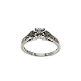 Art Deco Revival - Vintage 10K White Gold Natural Diamond Milgrain Ring (VR1166)