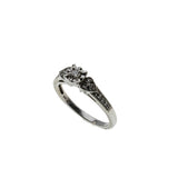 Art Deco Revival - Vintage 10K White Gold Natural Diamond Milgrain Ring (VR1166)