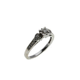 Art Deco Revival - Vintage 10K White Gold Natural Diamond Milgrain Ring (VR1166)
