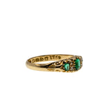 On This Day In 1907 - Edwardian English 18K Gold Natural Demantoid Green Garnet & Rose Cut Diamond Carved Ring (EDR108)