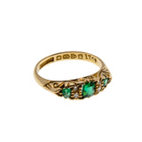 On This Day In 1907 - Edwardian English 18K Gold Natural Demantoid Green Garnet & Rose Cut Diamond Carved Ring (EDR108)