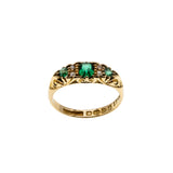 On This Day In 1907 - Edwardian English 18K Gold Natural Demantoid Green Garnet & Rose Cut Diamond Carved Ring (EDR108)