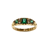 On This Day In 1907 - Edwardian English 18K Gold Natural Demantoid Green Garnet & Rose Cut Diamond Carved Ring (EDR108)