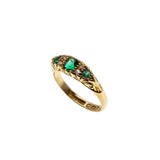 On This Day In 1907 - Edwardian English 18K Gold Natural Demantoid Green Garnet & Rose Cut Diamond Carved Ring (EDR108)