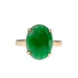 Apple Of My Eye - Vintage 18K Gold Natural Jade Cabochon Solitaire Ring (VR1167)