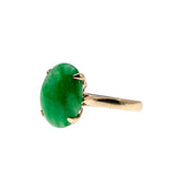 Apple Of My Eye - Vintage 18K Gold Natural Jade Cabochon Solitaire Ring (VR1167)