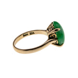 Apple Of My Eye - Vintage 18K Gold Natural Jade Cabochon Solitaire Ring (VR1167)