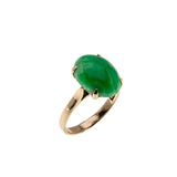 Apple Of My Eye - Vintage 18K Gold Natural Jade Cabochon Solitaire Ring (VR1167)