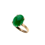 Apple Of My Eye - Vintage 18K Gold Natural Jade Cabochon Solitaire Ring (VR1167)