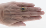 London Blue - Art Deco 14K yellow & White Gold Blue Spinel Enamel Filigree Ring (ADR254)