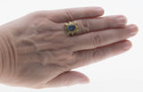 London Blue - Art Deco 14K yellow & White Gold Blue Spinel Enamel Filigree Ring (ADR254)