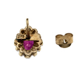 Crimson Classics - Vintage English 9K Gold Natural Ruby & Diamond Cluster Stud Earrings (VE561)