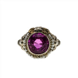 Spring Blush - Art Deco 14K White & Yellow Gold Pink Sapphire & Natural Seed Pearl Filigree Ring (ADR255)