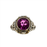 Spring Blush - Art Deco 14K White & Yellow Gold Pink Sapphire & Natural Seed Pearl Filigree Ring (ADR255)