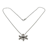 Let It Snow! - Vintage Sterling Silver White Topaz  Snowflake Pendant & Chain (VP322)