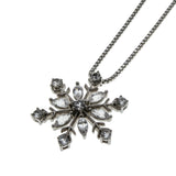 Let It Snow! - Vintage Sterling Silver White Topaz  Snowflake Pendant & Chain (VP322)