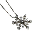 Let It Snow! - Vintage Sterling Silver White Topaz  Snowflake Pendant & Chain (VP322)
