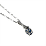 A Touch Of Blue - Vintage Platinum Natural Sapphire & Diamond Pendant & 14K White Gold Chain (VP216)